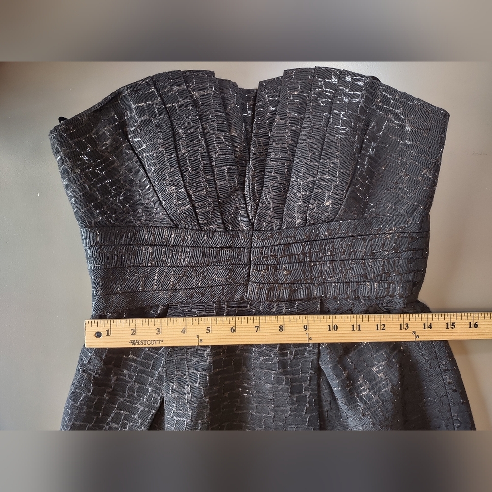 Max & Cleo Black Strapless Textured Pattern Dress - Picture 14 of 14